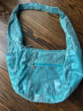 Pinky Teal Patterned Hobo Shoulder Bag